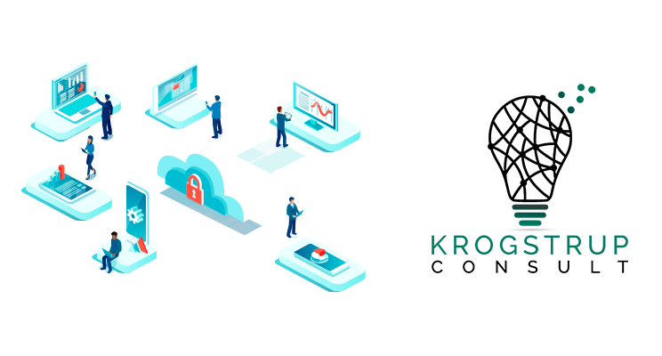 Illustration af Microsoft 365 Sikkerhed, med Logo af Krogstrup Consult.
