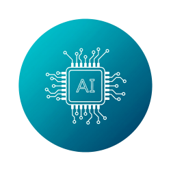 AI chip-ikon på blå baggrund